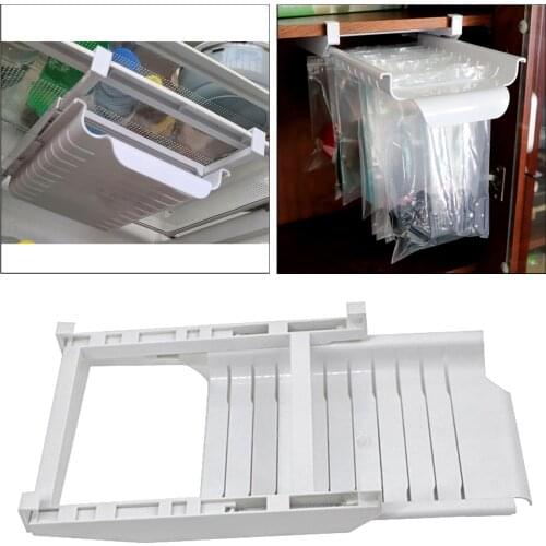 Plastic Baggie Hanger Refrigerator Storage Side Shelf Telescopic Zipper Bag Organizer for Kitchen