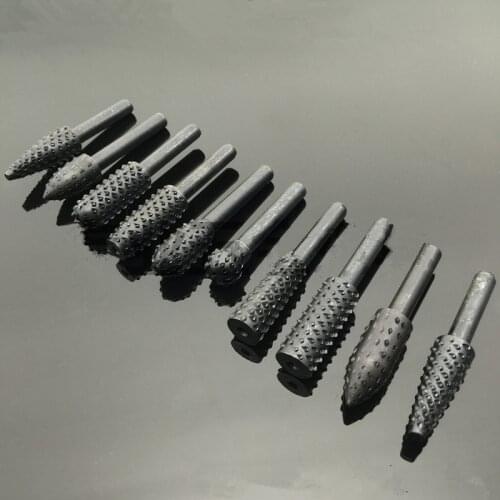 Rotary Rasp File Set 1/4" Craft Files Wood Carving Burr File Rasp Wooden File