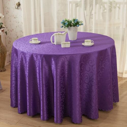 Hotel Banquet Dining Table Cover Round Polyester Wedding Party Decoration White Pink Purple 8 Colors Embroidered Vine Tablecloth