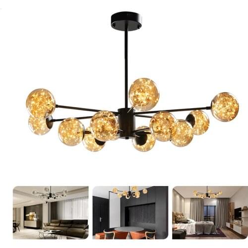 Modern Ceiling Chandelier Copper Wire Bulb Led Pendant Lights Nordic Droplight for Living Room Bedroom Indoor Lighting