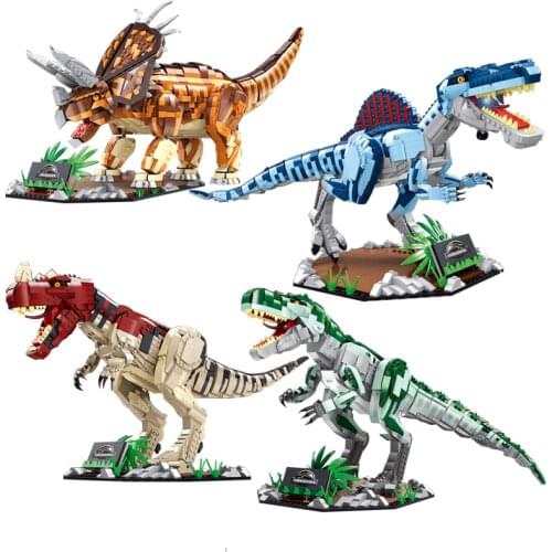 Building Blocks World Triangle Dinosaur Tyranny Dinosaur Spinosaur Fossils Model Construction Bricks Boys Toys Birthday Gift