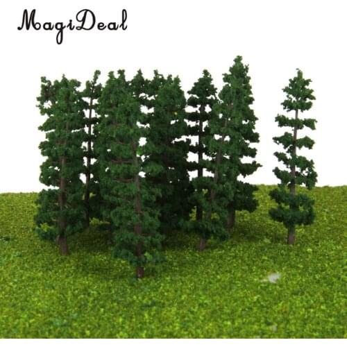 Pack of 20 Plastic 1:100 Scale Fir Tree Model Train Park Garden Yard Village Scenery Landscape HO Dark Green