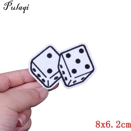 Pulaqi Embroidered Dice Patch Iron On Applique For T - Shirt Clothes DIY Sew On Badge Apparel Sewing Fabric D