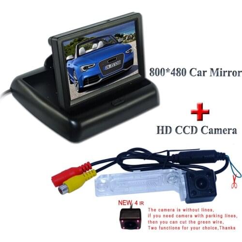 4.3" Color TFT LCD Car Rearview Mirror Monitor +Wide Angle Night Vision Car Rear View Camera for VW Passat B5.5 / Passat LingYu