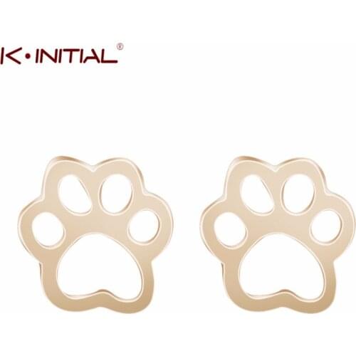 Kinitial Dog Paw Prints Stud Earrings Fashion Animal Paws Shape Piercing Earring Jewelry For Women Pet Love Heart oorbellen