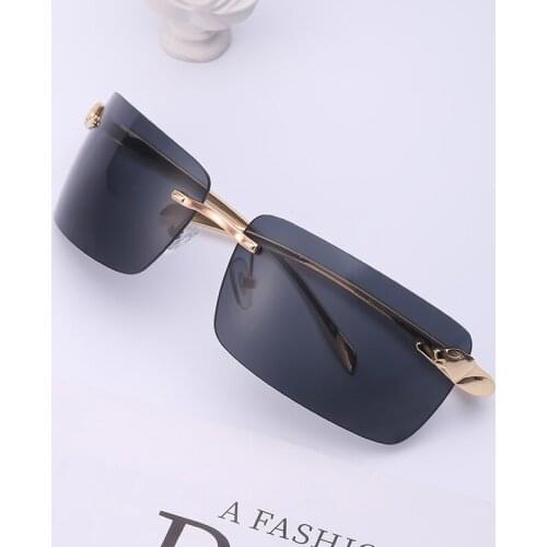 Rimless frameless female sunglasses 2021 luxury brand rectangle sunglasses for man with a box vintage ladies sunglass shades