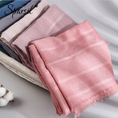 Spring Women Hollow Out Scarf Cotton Solid Color Long Shawl Wrap Hijab Short Tassel Turban Muslim Islamic Headscarf Female90*180