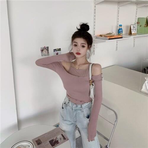 Sling wavy side strapless two-piece suit T-shirt for women