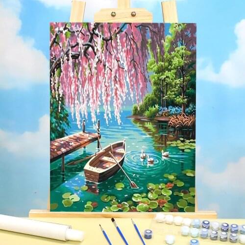 Landscape Scenery Coloring By Numbers Painting Package Acrylic Paints 50*70 Paiting By Numbers Decorative Wholesale