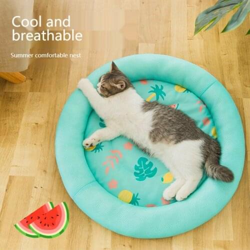 ZLAR S-L Summer Cooling Pet Dog Mat Ice Pad Dog Sleeping Round Mats For Dogs Cats Pet Kennel Top Quality Cool Cold Silk Dog Bed