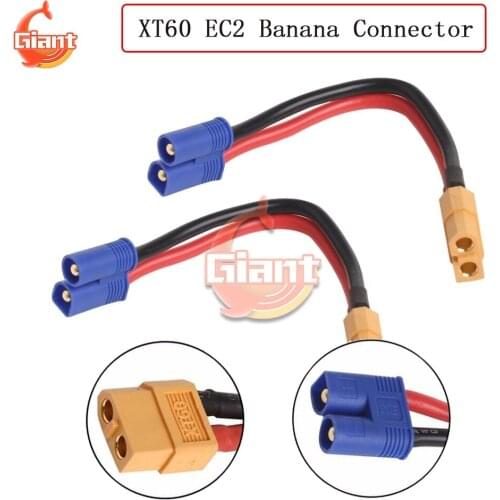 10pcs/lot XT60 EC2 Banana Male to Female Plug Connector for RC Lipo Battery Wire Cable DIY Banana Connector