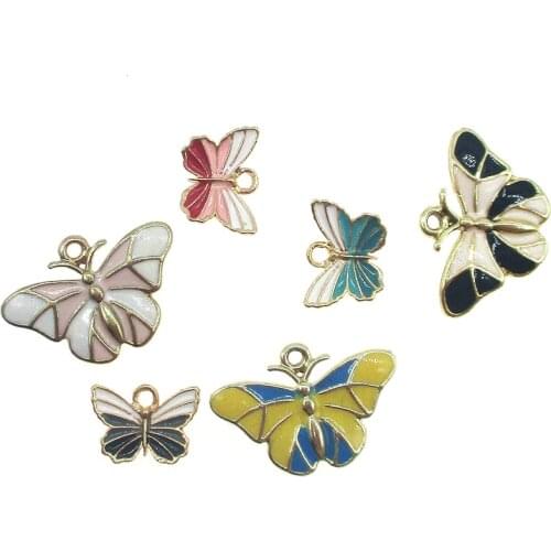 10pcs Trendy Butterfly Pendants Colourful Enamel Butterfly Charms Small Animal Earrings Findings DIY Jewelry Accessories XL650