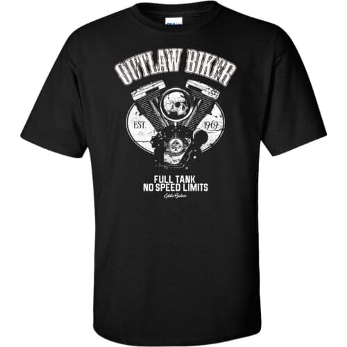 2019 Fashion Hot sale 100% cotton Outlaw Biker T-Shirt Motorcycle Club MC Riders Racer Piston Skull Ace Chopper Tee shirt