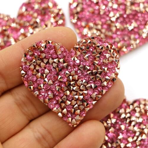 3pcs/lot Pink Love Rhinestone Patches Applique Sew on Patch For Clothing Dress Diy Patches Beaded Applique Sweater Applique