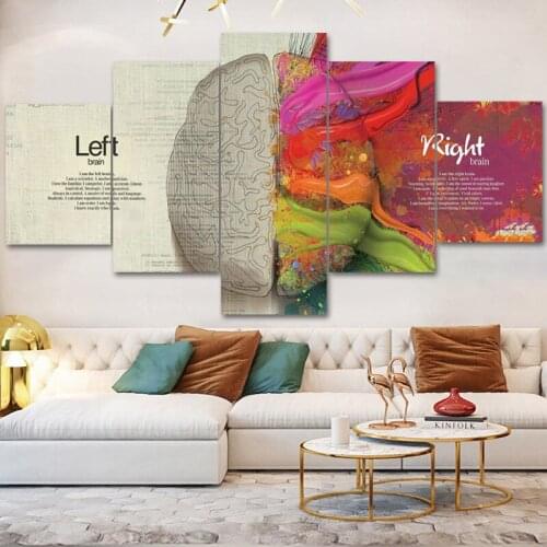 Abstract left and right brain 5 pcs Modern Home Wall Decor Canvas Picture Art HD Print Painting On Canvas for Living Room
