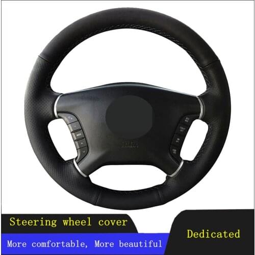 DIY Car Accessories Steering Wheel Cover Black Hand-stitched Genuine Leather For Mitsubishi Pajero 2007-2014 Galant 2008-2012