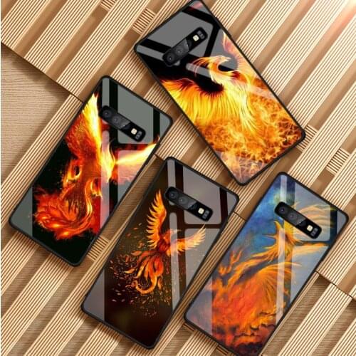 Phoenix Tempered Glass Phone Case For Samsung Galaxy S8 S9 S10 S20 PLUS J6 J8 2018 NOTE 8 9 10 Cover Shell