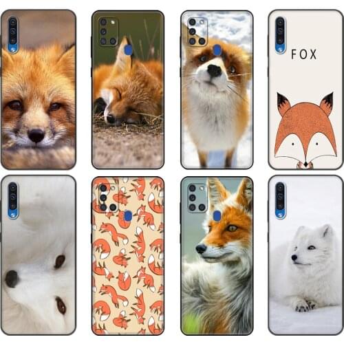 Black tpu Case For Samsung Galaxy A50 50S A30S A10 A01 A11 A21S A31 A41 A51 A71 M21 M30S S10 LITE Cover A cute fox