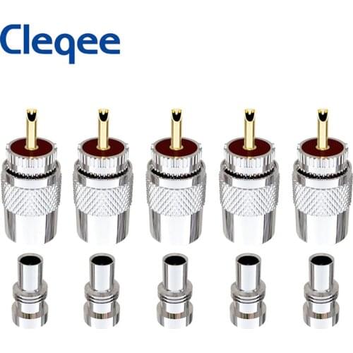 Cleqee 10pcs UHF Male PL259 Plug Solder Adapter with Reducer for RG8 RG213 LMR400 Coaxial Cable, Ham Radio Antenna Connector