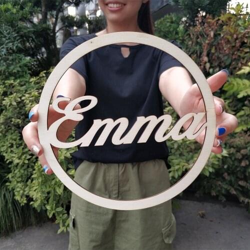 Wood Color Block Circle Name Laser Cut Sign Custom Wood Name Wall Sign Nursery Name Signs Baby First Birthday Party Decoration