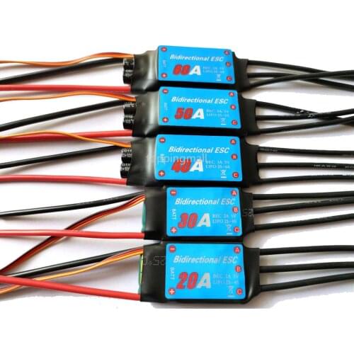 1PCS 20A/30A/40A/50A/60A Bidirectional Brushless ESC for Remote Control Ship Pneumatic Underwater Propeller RC Boat