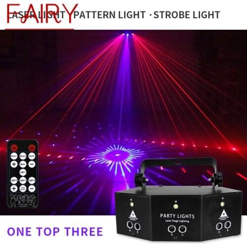 FAIRY Laser Lamp Flashlight Sound Control Stage DJ Light with Remote Control 9 Holes For KTV Christmas Projection Light