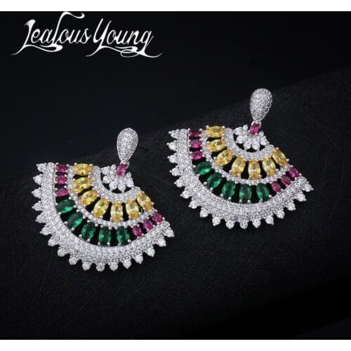 Hot Trendy Luxury AAA Cubic Zircon Sector Stud Earrings For Women Gift New Fashion Elegant Zircon Earings Boucle D'Oreille AE282