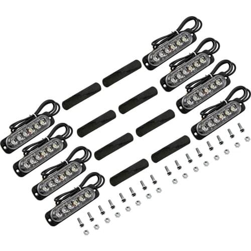 ​Universal 8Pcs Flash Strobe Light White/Red 6LED Car Truck Emergency Warning Caution Hazard Strobe Light