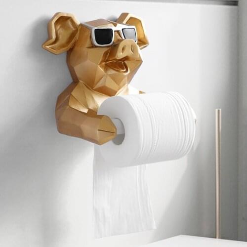 [MGT] Animal Head Statue Figurine Hanging Tissue Holder Toilet Washroom Wall Home Decor Roll Paper Tissue Box Holder Wall Mount
