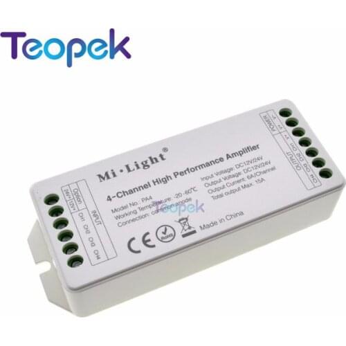 MiBoxer PA4 RGBW LED Amplifier Controller 12V-24V 4-Channel 15A Hight Performance Amplifier Strong Compatibility for RGBW Strip