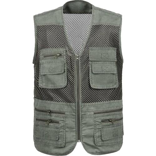 Men Multi-Pocket Fishing Hunting Mesh Vest Outdoor Photography Travel Jacket Mesh Fishing Vest for Fishing
