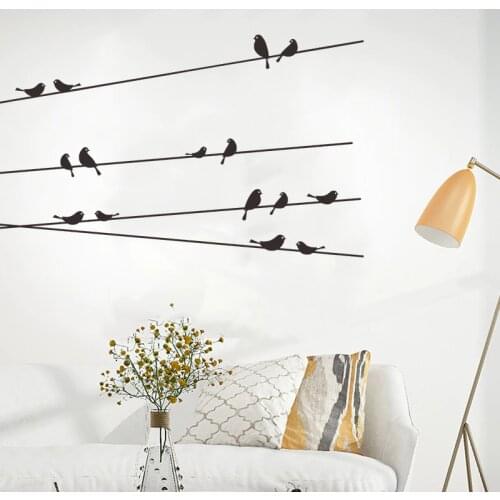 Black Birds on the Wires PVC Wall Stickers Art Design Stickers Home Decoration Wall Decals Glass Window Sticker for Kids Room