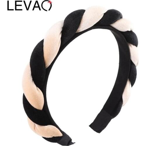 LEVAO Sponge Gold Velvet Weaving Hairbands Braided Headband Winter Hair Hoop Fashion Hair Bands Bezel Headdress Accessories