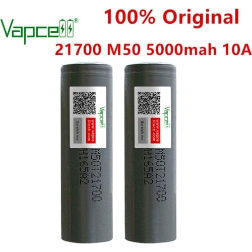 Vapcell Original 21700 M50 5000mah 10A li ion battery 3.7V rechargeable batteries cell for flashlight power tools Free shipping
