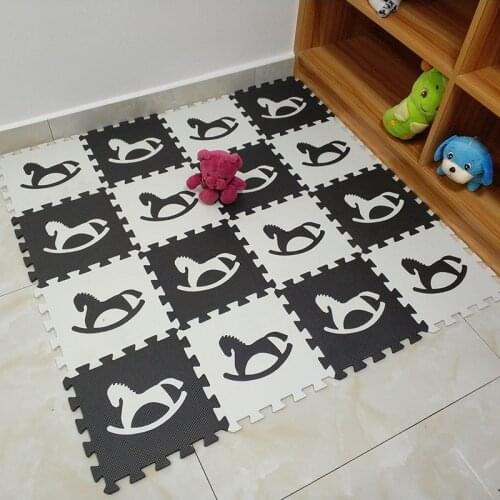 JCC Black White Mixed EVA Foam Puzzle Play Mat /kids Rugs carpet Interlocking Exercise Floor for children Tiles 30*30*1cm
