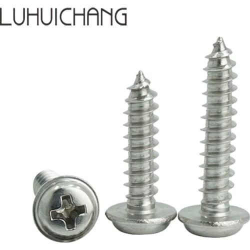 20Pcs Cross Round Head 304 stainless steel self-tapping with Padded Screws With Collar Pad Washer Silver Fastener Screw