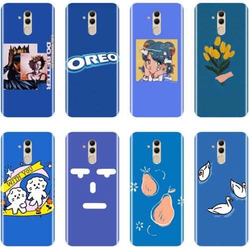 Flower Cat Blue Pear Cartoon Phone Case Silicone For Huawei Mate 20 10 9 Lite Soft Back Cover For Huawei Mate 7 8 9 10 Pro Case