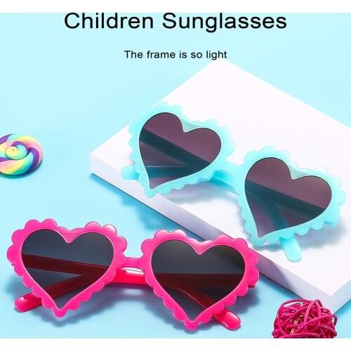 FOCUSNORM 6 Colors Summer Fashion Kids Girls Boys Sunglasses Solid Heart Shaped Cute Outfits Glasses