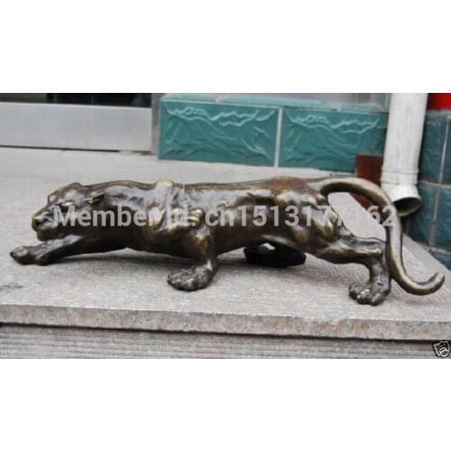 Crafts Arts Rare Bronze Sculpture Statue Panther Leopard Jaguar Cat Garuda Bird God Statue Bronze Finish Healing Statue