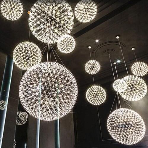 LED Staircase Chandelier Modern Villa Lighting Spark Ball Fireworks Stars Empty Chandelier Cafe a chandelier K9 Lights Lamps