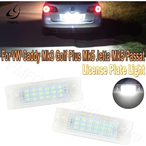 PMFC 2pcs LED Car License Number Plate Lights Lamp For VW Transporter T5 Multivan Caravelle Eurovan Passat Caddy Touran Golf