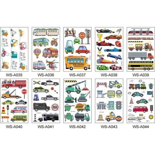 Car Tattoo Sticker Waterproof Cartoon Cognitive Toy Temporary TattooTransport Sticker for Kids