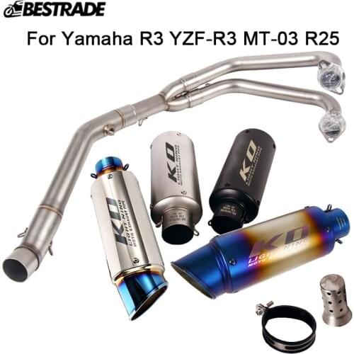 For Yamaha R3 R25 YZF-R3 MT-03 Motorcycle Exhaust System 51mm Muffler Tube Slip On Front Mid Connect Link Pipe Stainless Steel