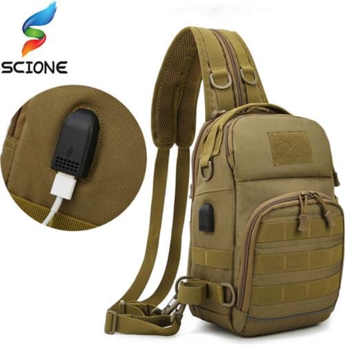 Hiking Trekking USB Backpack Sports Climbing Shoulder Chest Bags Tactical Camping Hunting Fishing Outdoor Military XA345Y