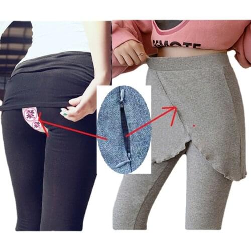 Outdoor Sex Pants Womens Clothes One Piece Skirt Cotton Leggings For Women Hidden Zipper Trousers Female Sexual Pants Outdoors