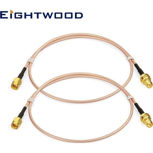 Eightwood 2pcs WiFi Antenna Aerial Extension Cable RG316 60cm RP-SMA Male to RP-SMA Female for WiFi Router Security IP Camera