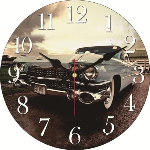 WONZOM Vintage Wall Clock Car Design Relogio De Parede Large Silent For Living Room Classic Cars Saat Decor Kitchen Watch Wall
