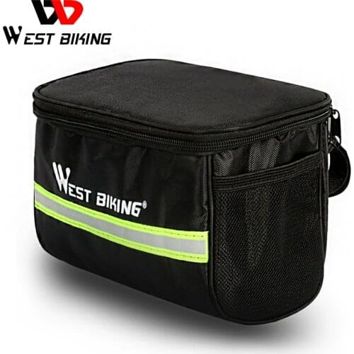 WEST BIKING Cycling Bike Bag Bicycle Front Bag Reflective MTB Bike Cycling Basket Pannier Frame Tube Cycling Front Handlebar Bag