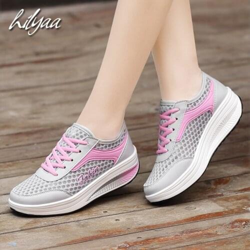 Woman Vulcanize Shoes 2019 new hot Comfortable mesh sneakers outdoor walking platform famale shoes casual sneakers women lace-up