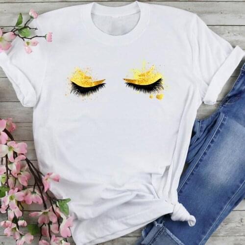 Women Graphic Eye Sleep Cute Style Clothing Cartoon Fashion Summer Female Clothes Print Short Sleeve Tops Tees Tshirt T-Shirt